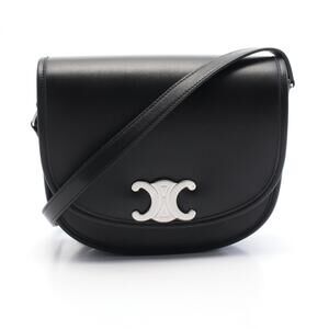 Celine Triomphe Shoulder Bag Leather Black